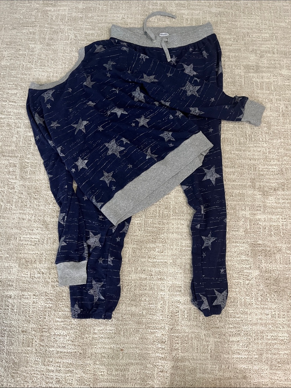 Splendid Navy Star pajama set with Light Gray Trim